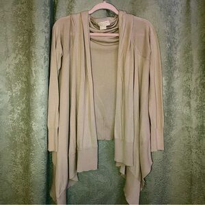 MICHAEL Michael Kors Cream Cardigan Sweater Asymmetrical Hem